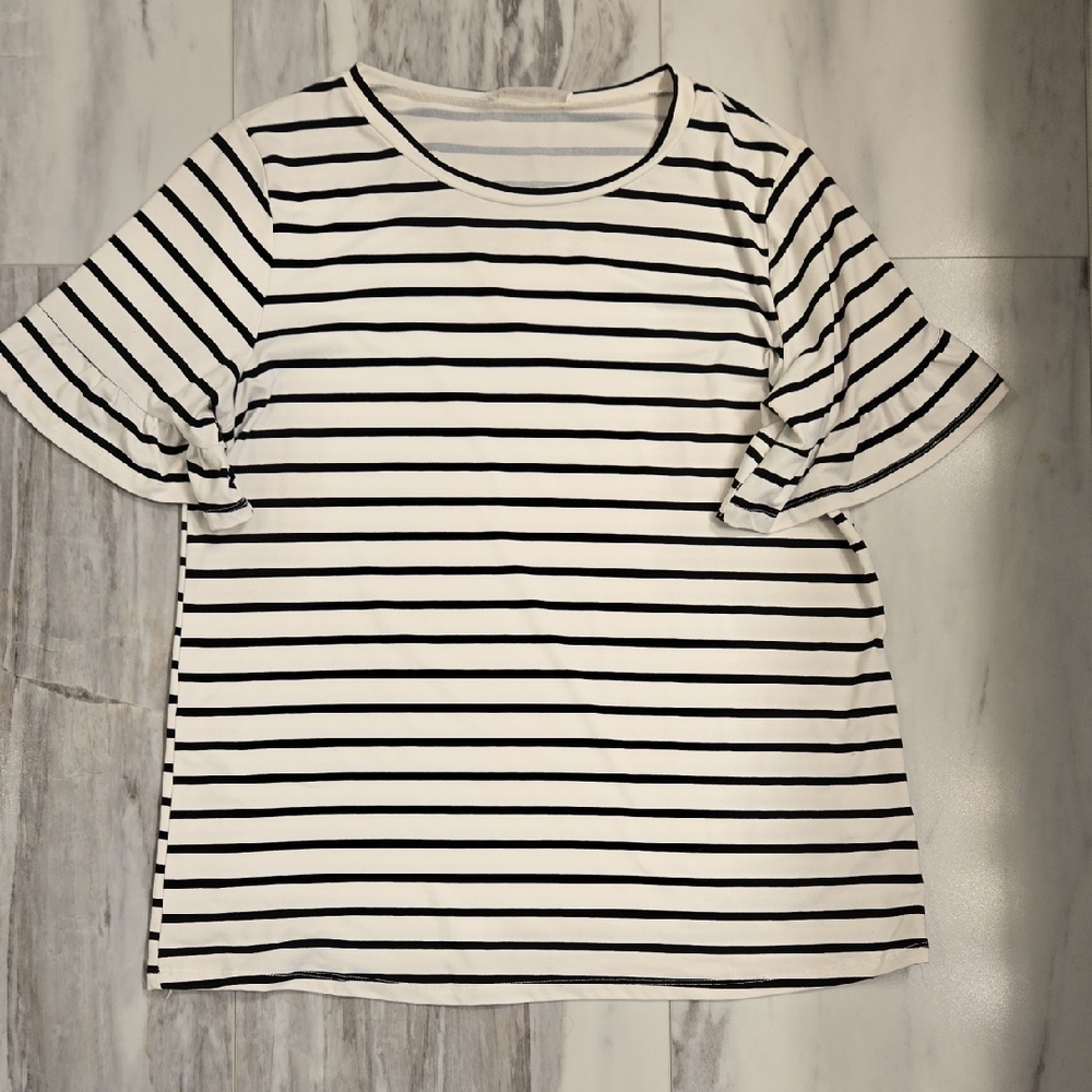 Striped Black and White Women's Top